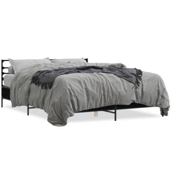 ARDEBO.de - Bettgestell Schwarz 150x200 cm Holzwerkstoff und Metall