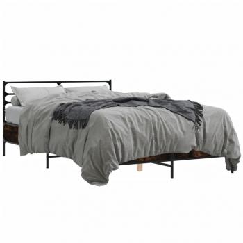 ARDEBO.de - Bettgestell Räuchereiche 140x190 cm Holzwerkstoff und Metall