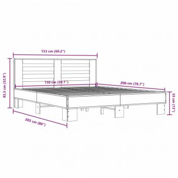 Bettgestell Sonoma-Eiche 150x200 cm Holzwerkstoff und Metall