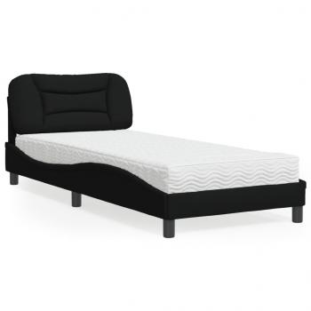 ARDEBO.de - Bett mit Matratze Schwarz 90x200 cm Stoff