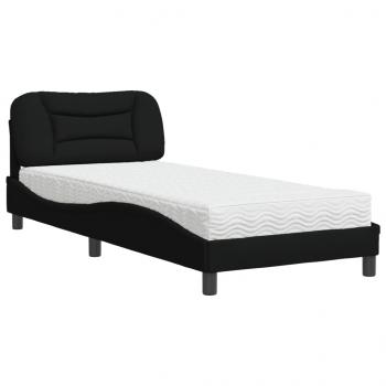 Bett mit Matratze Schwarz 90x200 cm Stoff