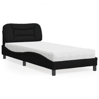 ARDEBO.de - Bett mit Matratze Schwarz 90x190 cm Stoff