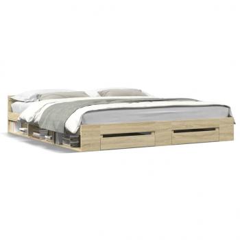 ARDEBO.de - Bettgestell mit Schubladen Sonoma-Eiche 180x200cm Holzwerkstoff