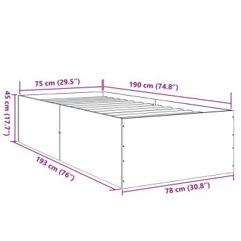 Bettgestell Betongrau 75x190 cm Holzwerkstoff