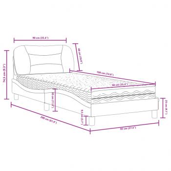Bett mit Matratze Taupe 90x190 cm Stoff