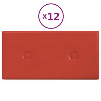 Wandpaneele 12 Stk. Rot 30x15 cm Kunstleder 0,54 m²
