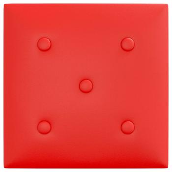 Wandpaneele 12 Stk. Rot 30x30 cm Kunstleder 1,08 m²