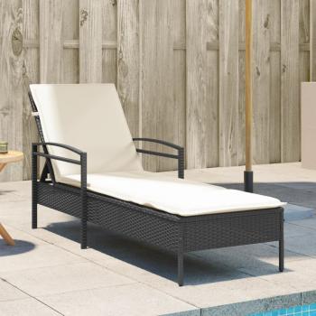 ARDEBO.de - Sonnenliege mit Auflage Schwarz 63x200x81 cm Poly Rattan
