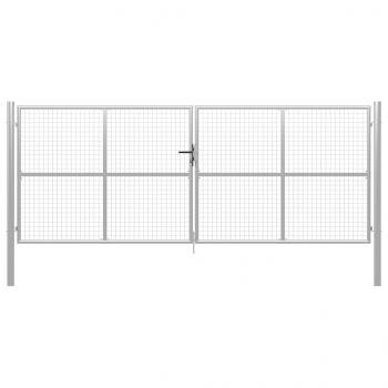 ARDEBO.de - Gartentor Verzinkter Stahl 415 x 200 cm Silbern