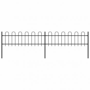 ARDEBO.de - Gartenzaun mit Bügel-Design Stahl 3,4 x 0,6 m Schwarz