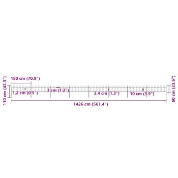 Gartenzaun mit Bügel-Design Stahl 13,6 x 0,6 m Schwarz