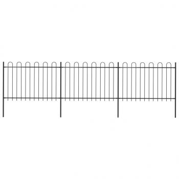 ARDEBO.de - Gartenzaun mit Bügel-Design Stahl 5,1 x 1,2 m Schwarz