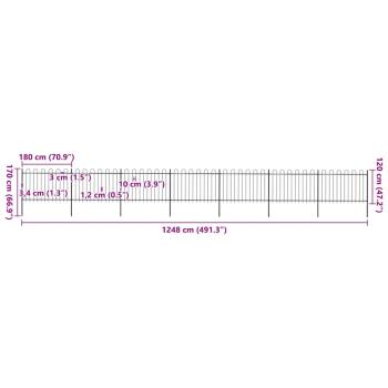 Gartenzaun mit Bügel-Design Stahl 11,9 x 1,2 m Schwarz