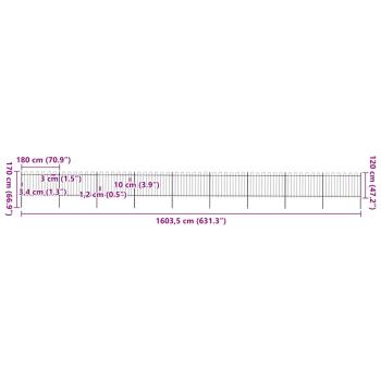 Gartenzaun mit Bügel-Design Stahl 15,3 x 1,2 m Schwarz