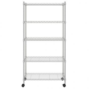 Lagerregal mit 5 Böden und Rollen 75x35x155 cm Chrom 250 kg