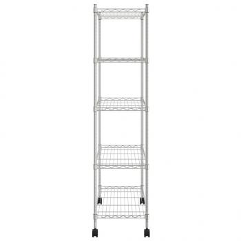 Lagerregal mit 5 Böden und Rollen 75x35x155 cm Chrom 250 kg