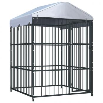ARDEBO.de - Outdoor-Hundezwinger mit Überdachung 150 x 150 x 200 cm