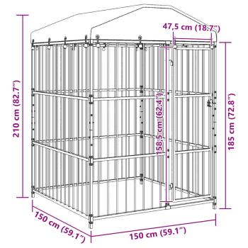 Outdoor-Hundezwinger mit Überdachung 150 x 150 x 200 cm
