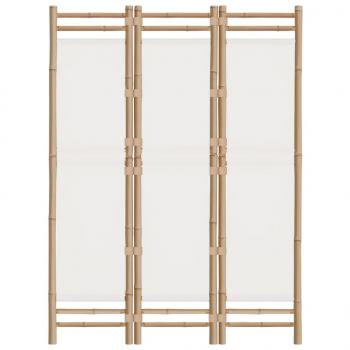 3-tlg. Paravent Faltbar 120 cm Bambus und Canvas