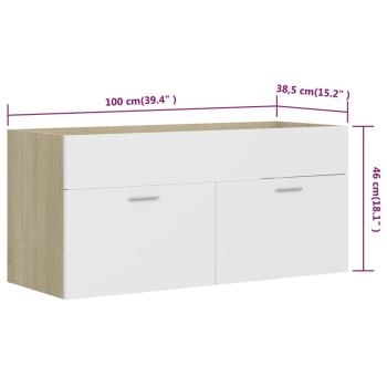Badmöbel-Set Weiß und Sonoma-Eiche Holzwerkstoff
