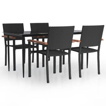 5-tlg. Garten-Essgruppe Schwarz Poly Rattan