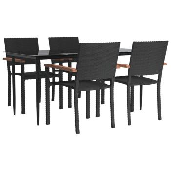 5-tlg. Garten-Essgruppe Schwarz Poly Rattan