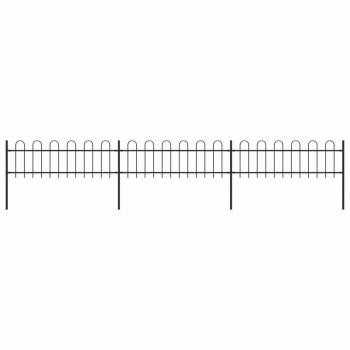 ARDEBO.de - Gartenzaun mit Bügel-Design Stahl 5,1 x 0,6 m Schwarz