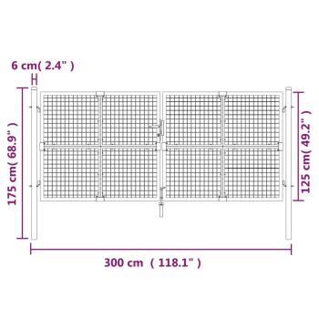 Mesh-Gartentor Anthrazit 300x175 cm Verzinkter Stahl