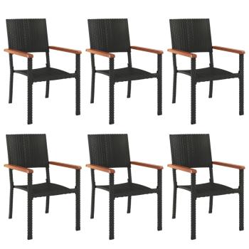 7-tlg. Garten-Essgruppe Schwarz Poly Rattan