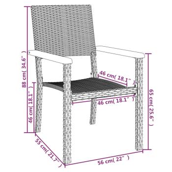 7-tlg. Garten-Essgruppe Schwarz Poly Rattan