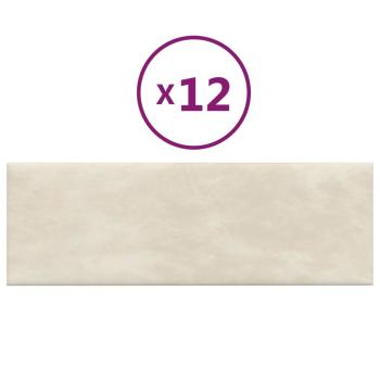 Wandpaneele 12 Stk. Creme 90x30 cm Samt 3,24 m²