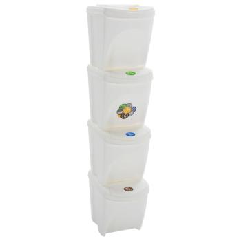 ARDEBO.de - Stapelbare Mülleimer 4 Stk. Weiß 100 L Polypropylen