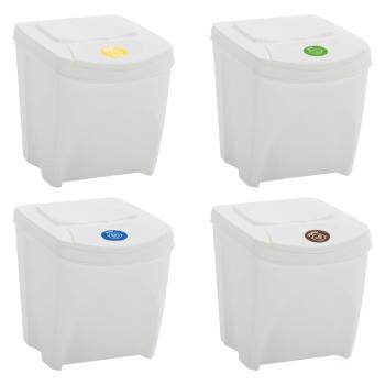 Stapelbare Mülleimer 4 Stk. Weiß 100 L Polypropylen