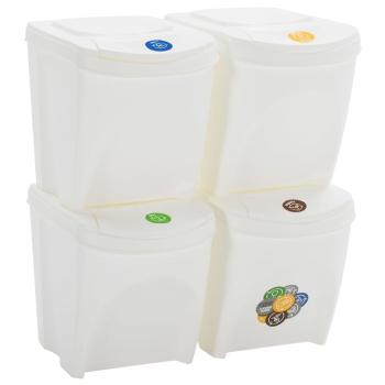 Stapelbare Mülleimer 4 Stk. Weiß 100 L Polypropylen