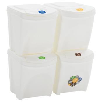 Stapelbare Mülleimer 4 Stk. Weiß 100 L Polypropylen