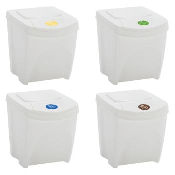 Stapelbare Mülleimer 4 Stk. Weiß 100 L Polypropylen