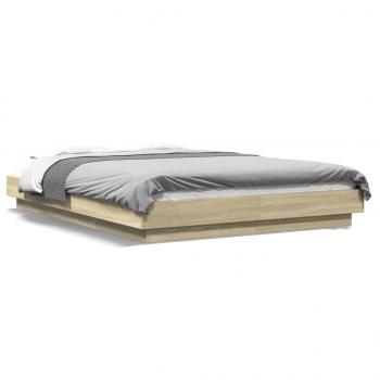 ARDEBO.de - Bettgestell mit LED Sonoma-Eiche 120x190 cm Holzwerkstoff