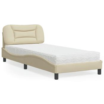 ARDEBO.de - Bett mit Matratze Creme 90x200 cm Stoff
