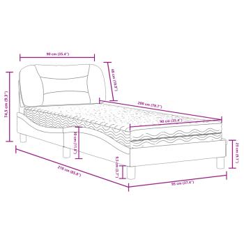 Bett mit Matratze Creme 90x200 cm Stoff