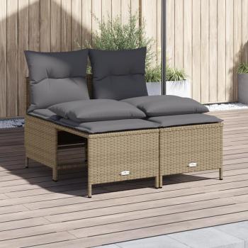 ARDEBO.de - 4-tlg. Garten-Sofagarnitur mit Kissen Beige Poly Rattan