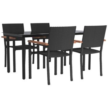 5-tlg. Garten-Essgruppe Schwarz Poly Rattan
