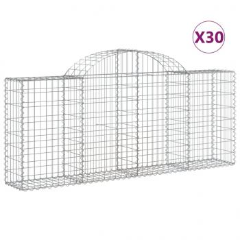 Gabionen mit Hochbogen 30 Stk. 200x30x80/100cm Verzinktes Eisen