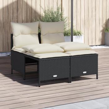 ARDEBO.de - 4-tlg. Garten-Sofagarnitur mit Kissen Schwarz Poly Rattan