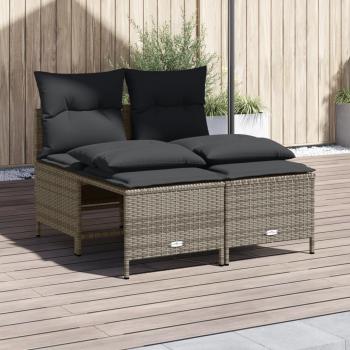 ARDEBO.de - 4-tlg. Garten-Sofagarnitur mit Kissen Grau Poly Rattan