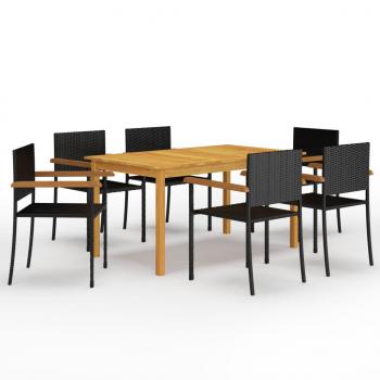 ARDEBO.de - 7-tlg. Garten-Essgruppe Schwarz