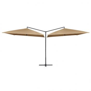 ARDEBO.de - Doppelsonnenschirm mit Stahlmast 250×250 cm Taupe 