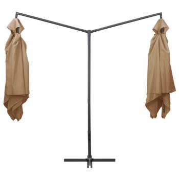 Doppelsonnenschirm mit Stahlmast 250×250 cm Taupe 