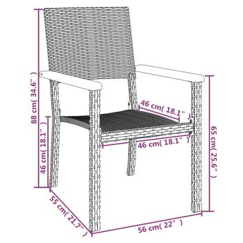 7-tlg. Garten-Essgruppe Schwarz Poly Rattan