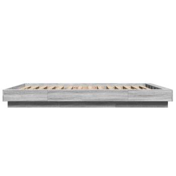 Bettgestell mit LED Grau Sonoma 120x200 cm Holzwerkstoff
