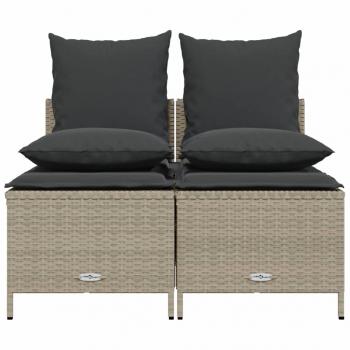 4-tlg. Garten-Sofagarnitur mit Kissen Hellgrau Poly Rattan